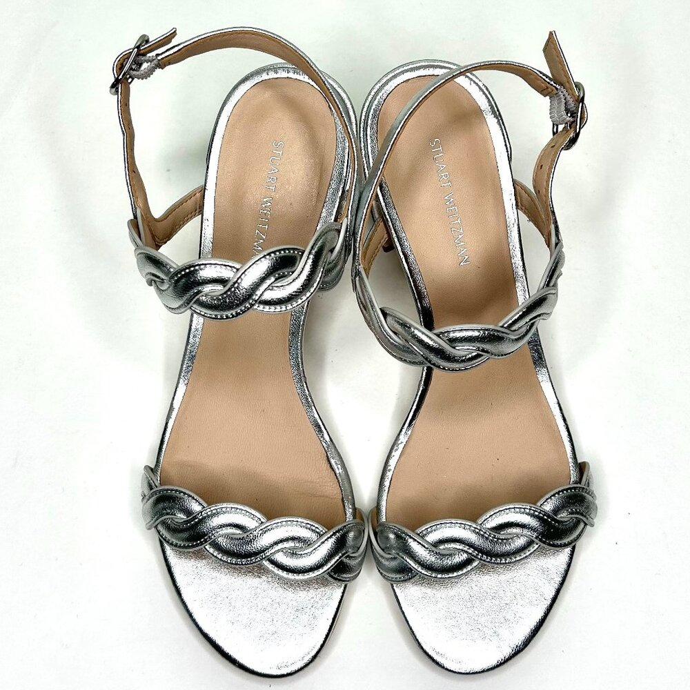 Stuart Weitzman Twistie Block Heel In Silver Size… - image 8